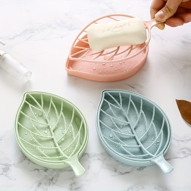 Double Layer Leaf Drainage Soap Box Laundry Soap Rack and Bathroom Accessory
