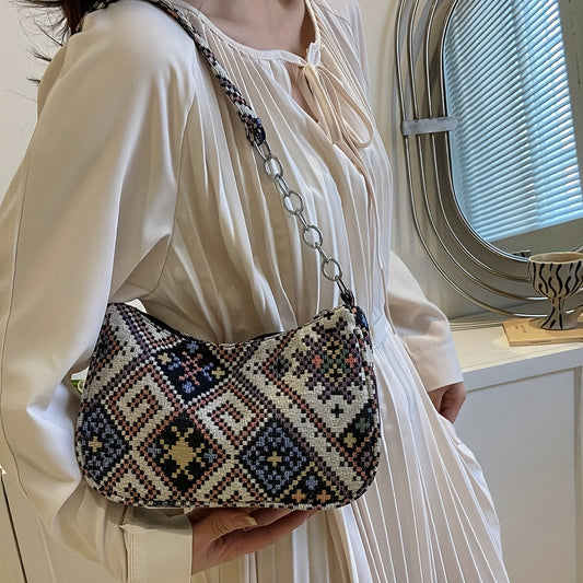 Vintage Ethnic Pattern Shoulderbag Zipper All Match Underarm Bag