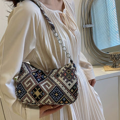 Vintage Ethnic Pattern Shoulderbag Zipper All Match Underarm Bag