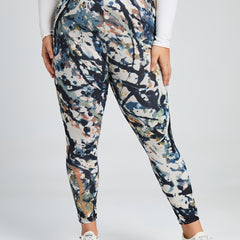  High Rise Random Print Leggings Women's Plus High Stretch Boho Skinny
