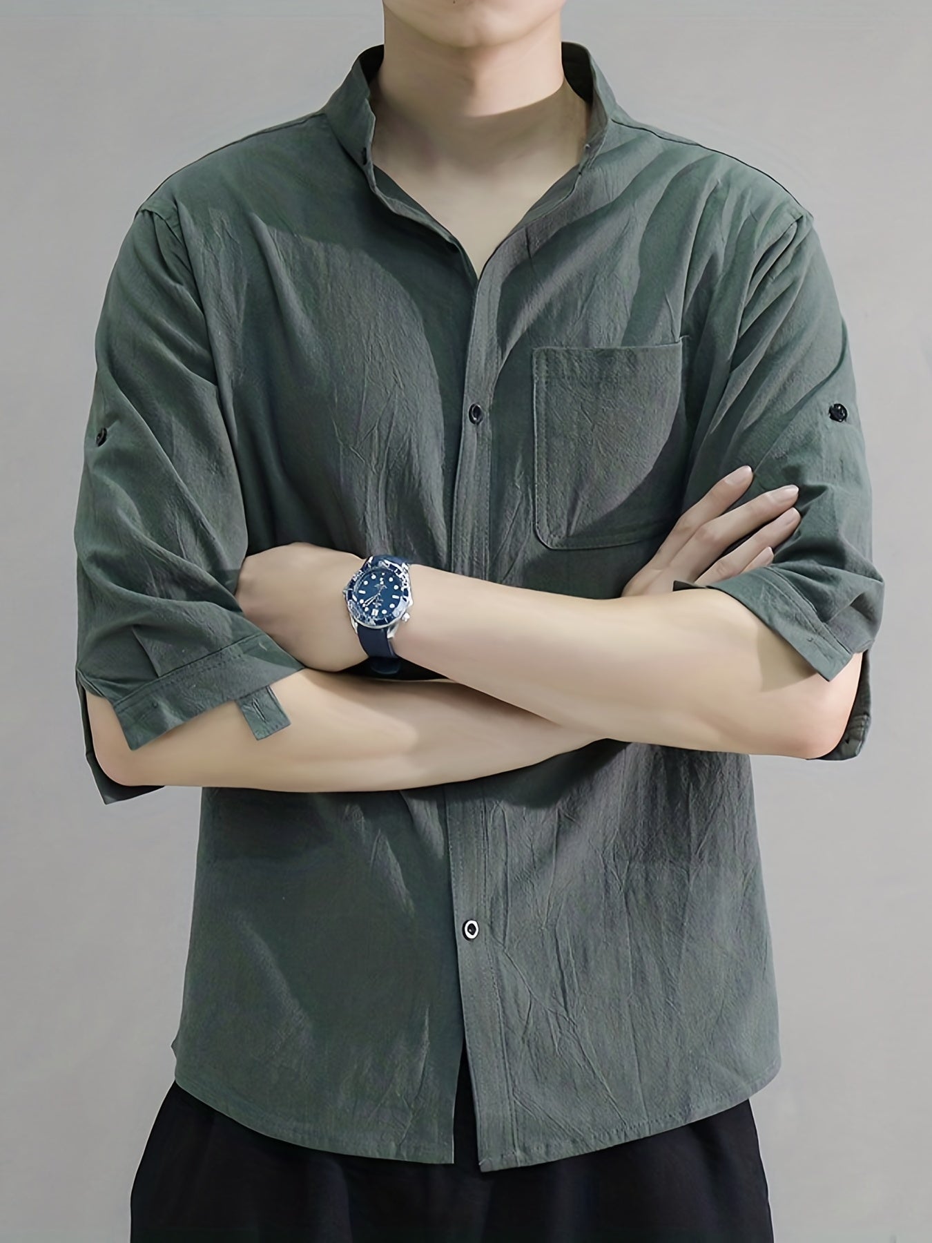 Men's Linen Short Sleeve Shirt for Summer Casual Wear