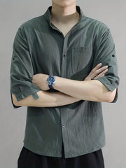 Men's Linen Short Sleeve Shirt for Summer Casual Wear