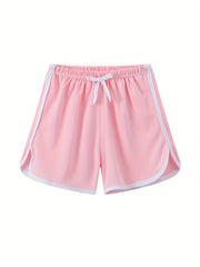 Girls Solid Drawstring Pants Casual Sport Shorts For Summer Beach Kids Children