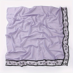 Chiffon Square Scarf Faux Pearl Decor Lace Hijab Solid Head Wrap