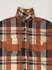  Plaid Print Long Sleeve Button Up Collar Shirt