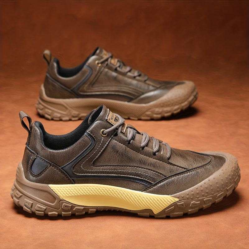 Men's Non Slip PU Leather Shoes Solid Slip On Durable Comfy Sneakers