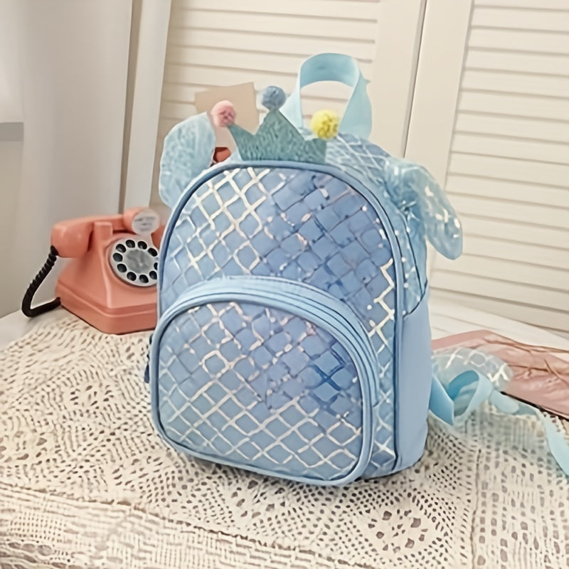 Kids Crown Grid Sequin Backpack