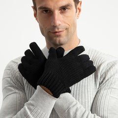 Double Layered Plush Knitted Touch Screen Gloves Winter Windproof
