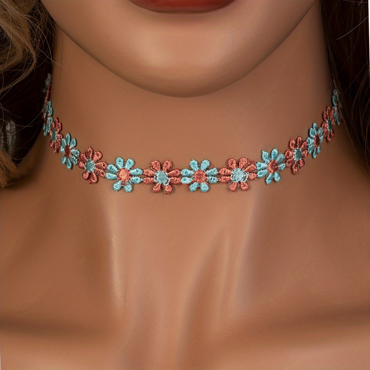 Colorful Flower Fabric Ladies Choker Necklace - Party Favors