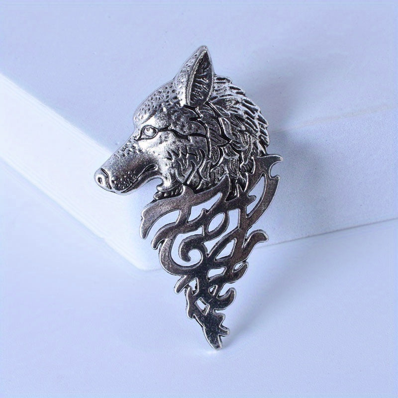Men's Wolf Head Brooch Suit Pin for Party Clothing Bag