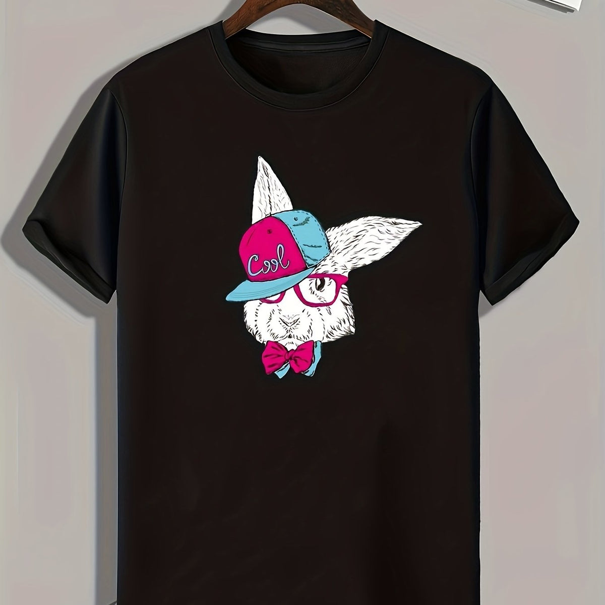 Rabbit Print Men's Comfy T shirt Outdoor Summer Tee