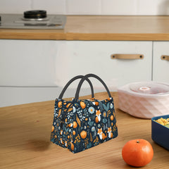Insulated Lunch Bag Fox Forest Pattern Large Tote Bag Zipper Cooler Bag