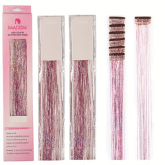 6pcs Y2K Tinsel Clip In Hair Extension 50 Sparkle Glitter Synthetic Extensions