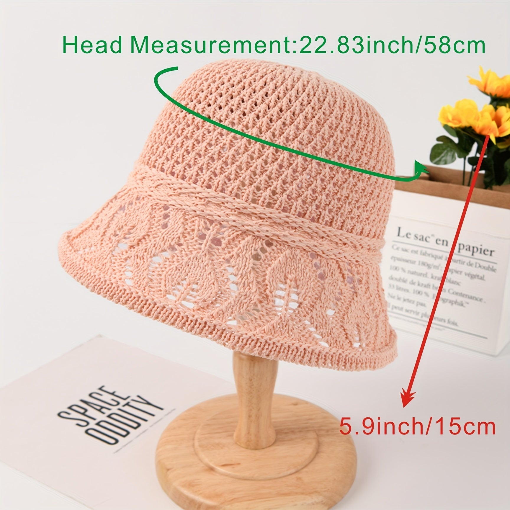 Hollow Knitted Breathable Bucket Hat Solid Sun Hat Women Casual Cloche Hat