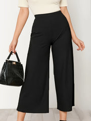 High Rise Wide Leg Crop Trousers