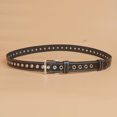 Women's Thin No Hole Eyelet Belt For Jeans Pants Dress