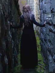  Gothic Dress Women's Solid Long Sleeve Maxi Dress