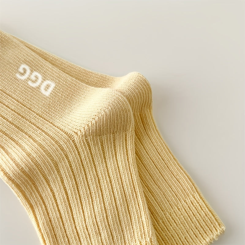 5 Pairs Striped Crew Socks Women's Stockings
