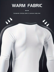Men's Letter Print Compression Long Sleeve Shirt for Sports Workout