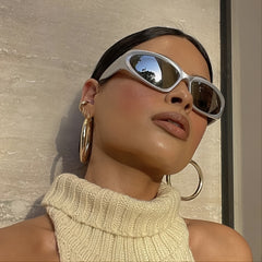Y2K Wrap Around Sunglasses Women Futuristic Sports Oval Stylish