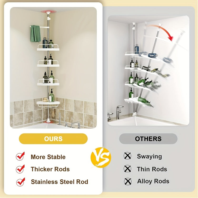 4 Tier Corner Shower Caddy Telescoping Rod Shower Rack
