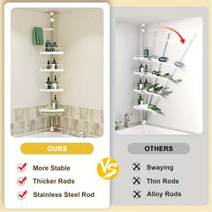 4 Tier Corner Shower Caddy Telescoping Rod Shower Rack