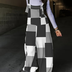  Colorblock Square Neck Wide Leg Jumpsuit