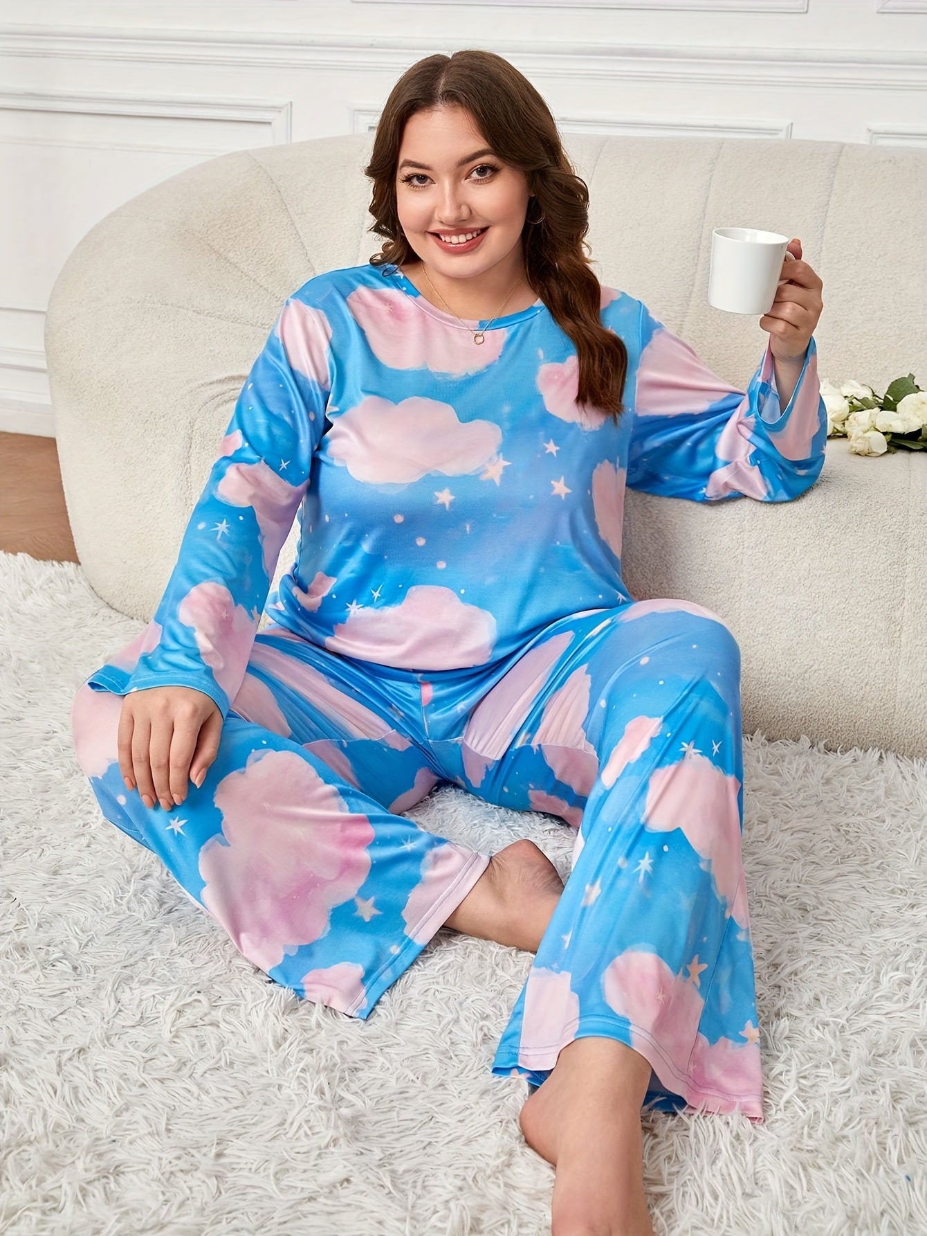  Claud & Sky Print Long Sleeve Pajamas Set