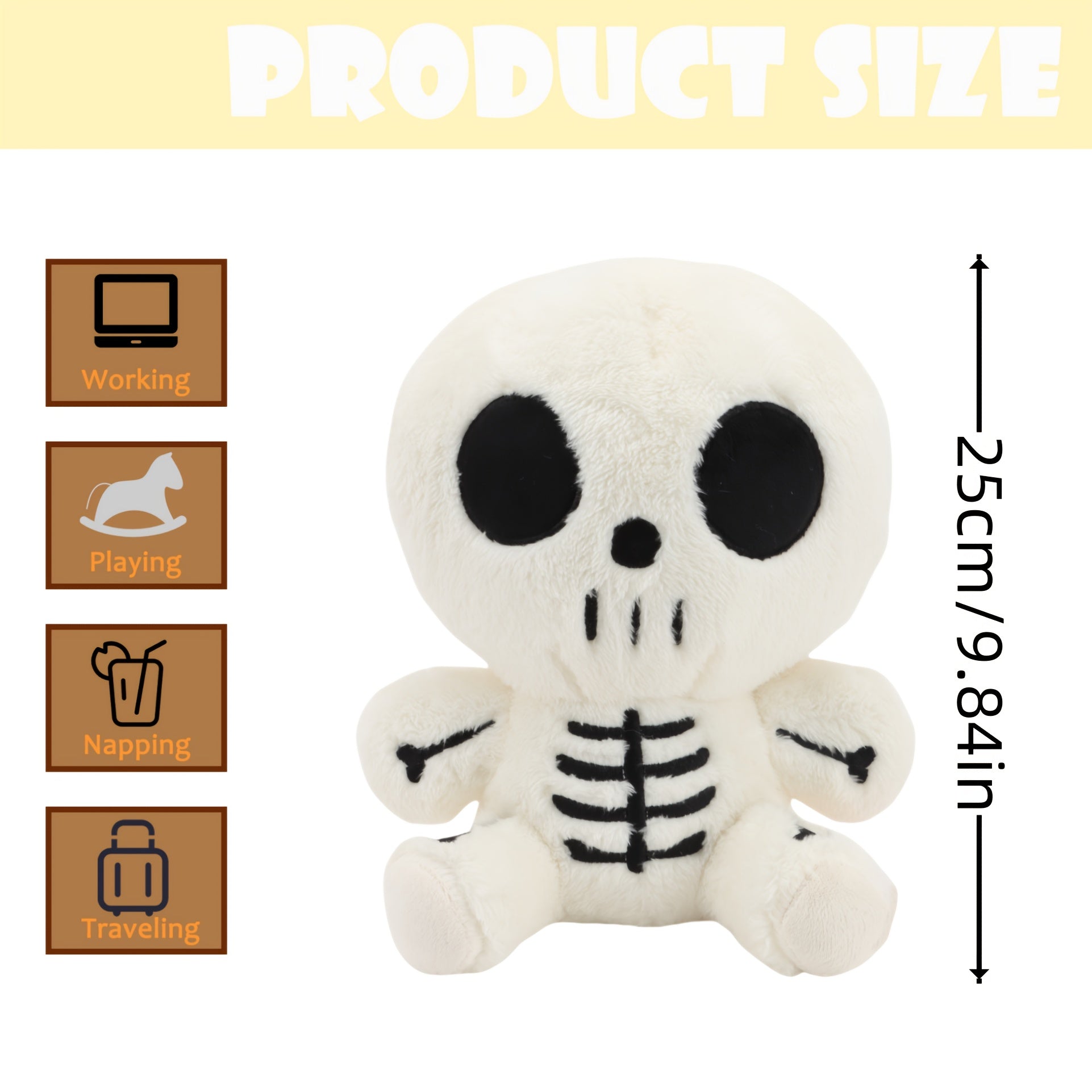 Halloween Skeleton Plush Toy 30cm Stuffed Soft Polyester Home Decor