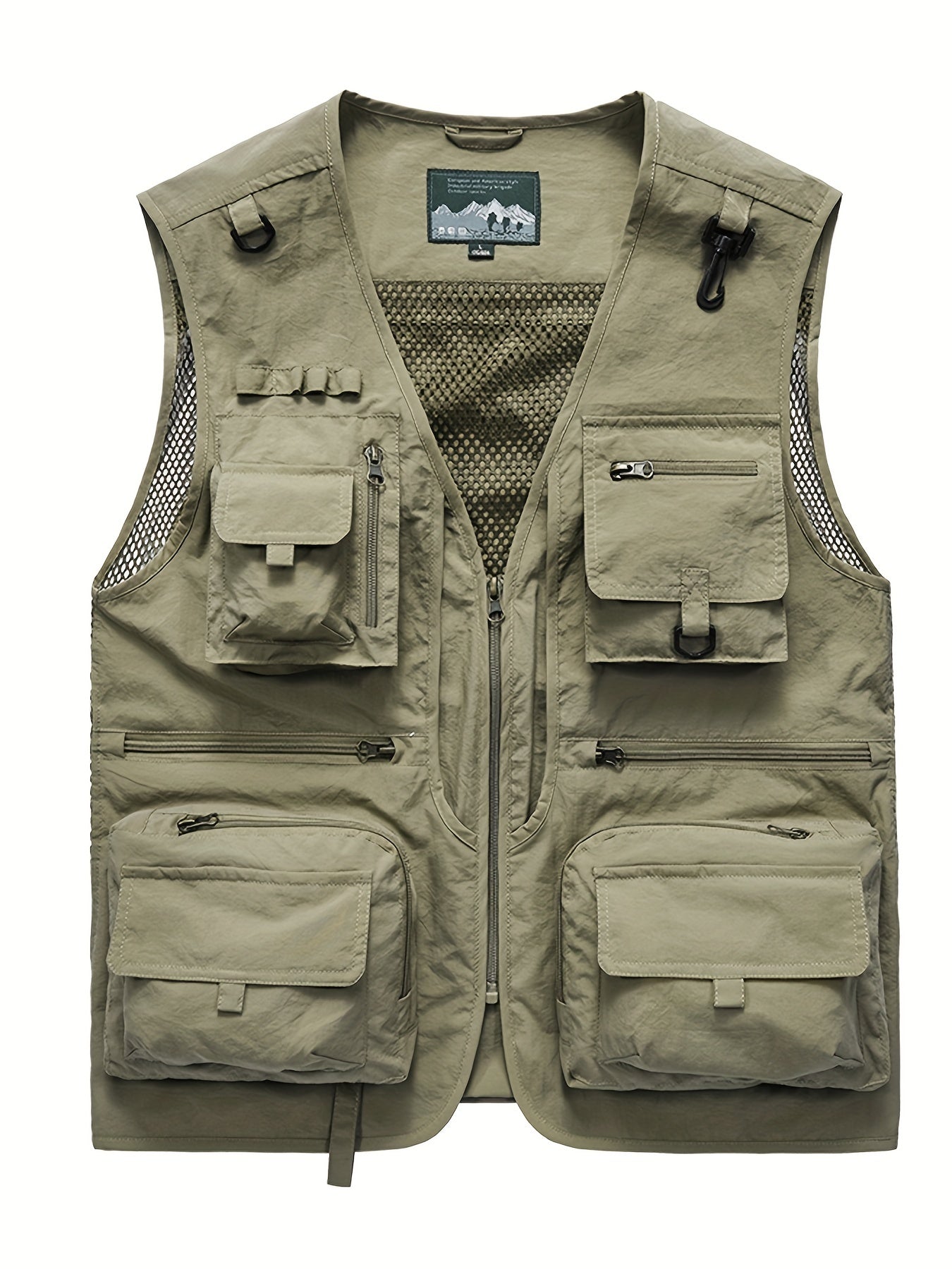 Men's Breathable Mesh Zip Up Cargo Vest for Fishing Hiking Trekking