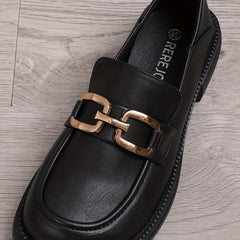 Women's Chain Decor Loafers Slip On Professional Shoes