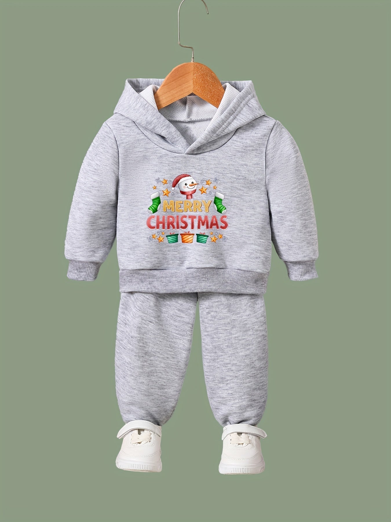 Girls Christmas Alphabets Hooded Sweatshirt Set