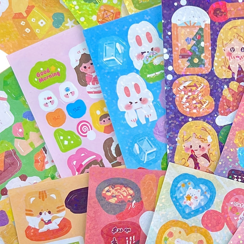 100pcs Random Laser Card Stickers Creative Diy Cartoon Stickers