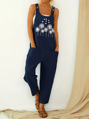 Pocket Solid Tank Jumpsuit Loose Casual Women's Clothing