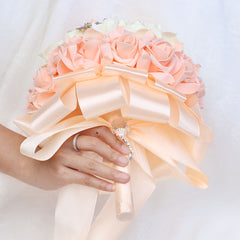 Blood Tooth Wedding Bridesmaid Bouquet with Rhinestone Sash