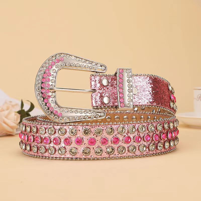Colorful Rhinestone Western Belt for Women