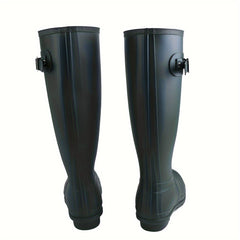 Waterproof PVC Round Toe Flat Rain Boots Lightweight Comfortable Foldable