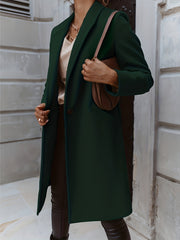 Women's Solid Mid Length Coat One Button Outerwear