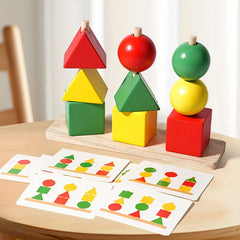 Wooden Geometric Shape Matching Puzzle Building Blocks