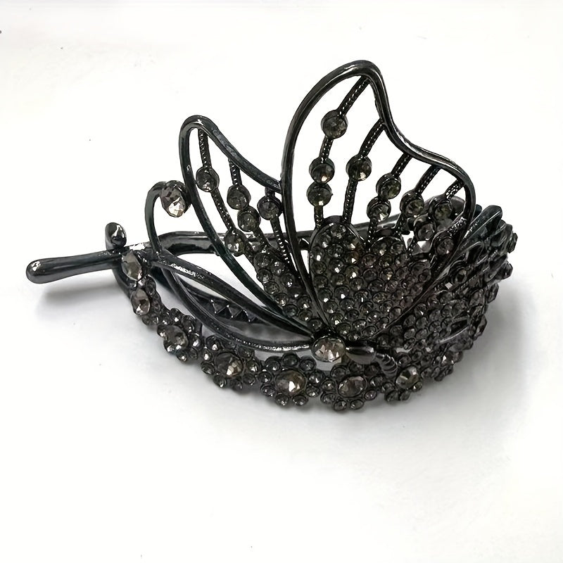 Vintage Rhinestone Butterfly Hair Cuff Claw Barrette for Women Girls
