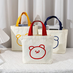 Cartoon Bear Handbag Lunch Box Bag Handle Canvas Bag