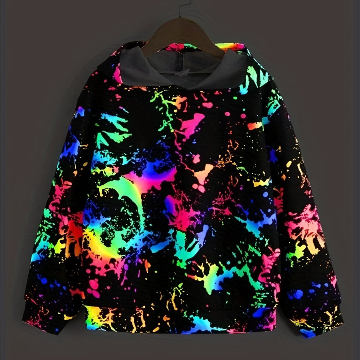 Boy's Splash Ink Print Hoodie Pullover Sweatshirt