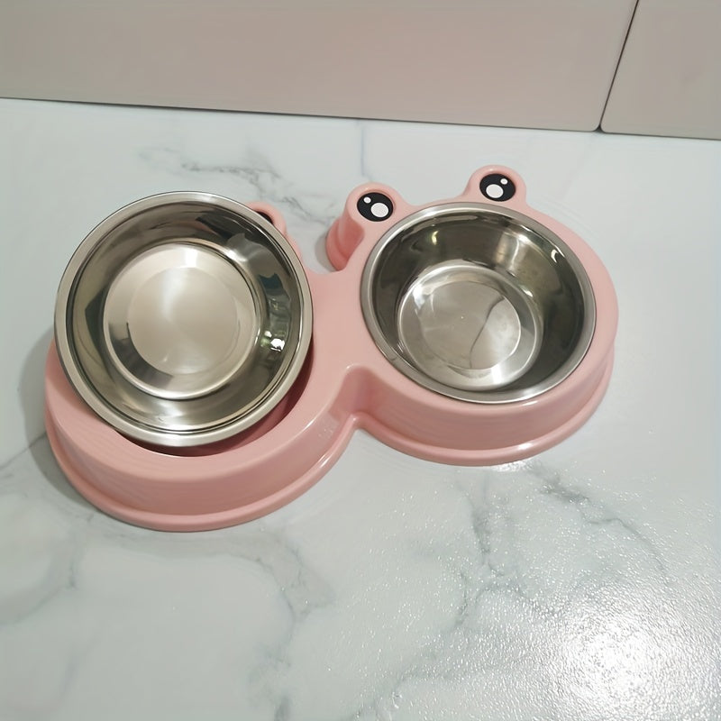 Stainless Steel Double Bowl for Pet Cats and Small Dogs