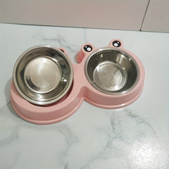 Stainless Steel Double Bowl for Pet Cats and Small Dogs