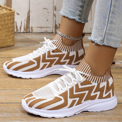 Wave Pattern Running Shoes Women Lightweight Sneakers