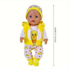 5pcs Yellow Duck Doll Clothes Set for 43-45cm Newborn Dolls