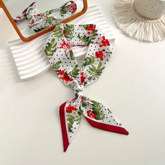 Fruit Leaf Print Skinny Scarf Long Ribbon Neckerchief