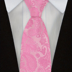 Men's Red Paisley Jacquard Woven Necktie For Wedding Business Party