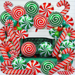 18pcs Christmas Candy Balloon Set Red Green Mylar Candy Balloon