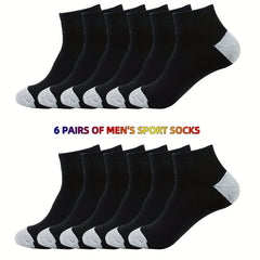 6 Pairs Men's 100 Cotton Thick Sports Socks